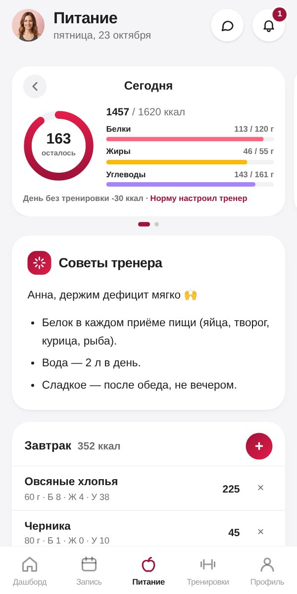 Норма и советы тренера